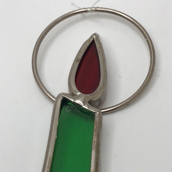 Vintage Stained Glass Candle, Vintage Christmas Decor. Suncatcher - Picture 4 of 7